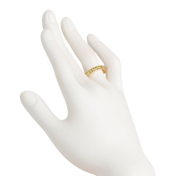 🌿 Shaanti Jewels 18 Karat Gold Plated Silver Peridot Eternity Ring Women's 8 🌿 - Picture 5 of 5